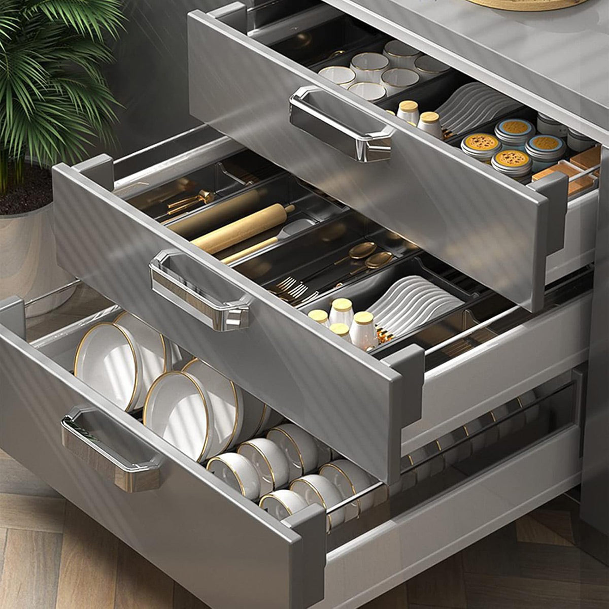 Kitchen Cabinet Drawer Cutlery Tray Utensil Organiser Insert Divider Storage - 46x10cm V528-BOX-46-10-614609