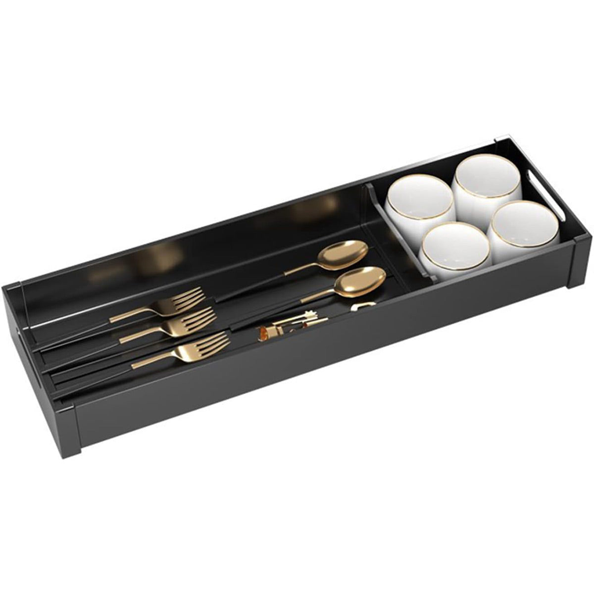 Kitchen Cabinet Drawer Cutlery Tray Utensil Organiser Insert Divider Storage - 46x10cm V528-BOX-46-10-614609