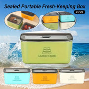 4pcs Sealed Crisper Food Storage Container Set Bento Box Refrigerator Organizer V528-BOX-4PCS-577504