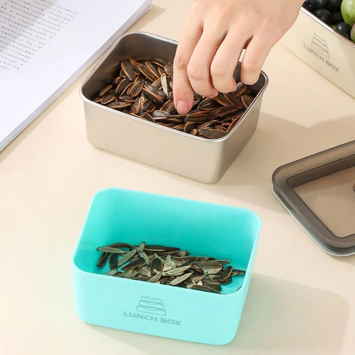4pcs Sealed Crisper Food Storage Container Set Bento Box Refrigerator Organizer V528-BOX-4PCS-577504