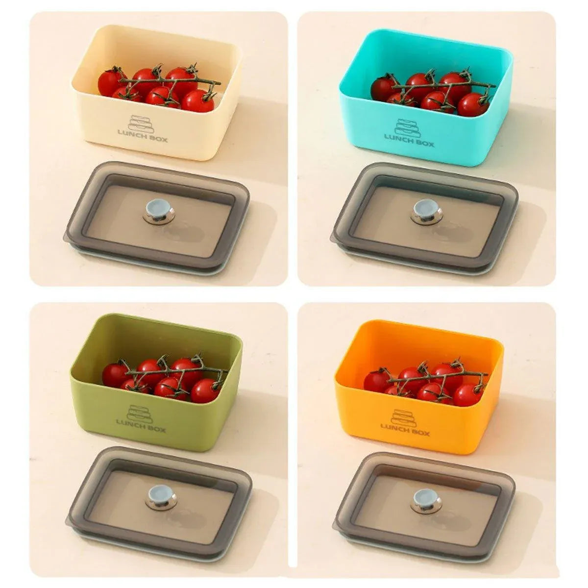 4pcs Sealed Crisper Food Storage Container Set Bento Box Refrigerator Organizer V528-BOX-4PCS-577504