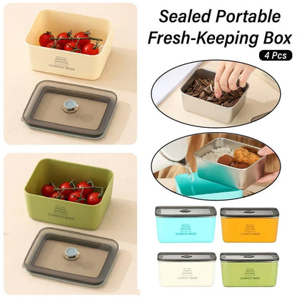 4pcs Sealed Crisper Food Storage Container Set Bento Box Refrigerator Organizer V528-BOX-4PCS-577504
