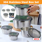 Stainless Steel Box Set 4pcs Sealed Lunch Food Container Refrigerator Use V528-BOX-4PCS-675158