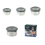 Stainless Steel Box Set 4pcs Sealed Lunch Food Container Refrigerator Use V528-BOX-4PCS-675158