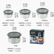 Stainless Steel Box Set 4pcs Sealed Lunch Food Container Refrigerator Use V528-BOX-4PCS-675158