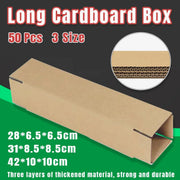 50pcs Long Strip Carton Flat Square Durable Shipping Boxes for Packaging Storage - 6.5cm x 6.5cm x 28cm V528-BOX-50PCS-65-280-257731
