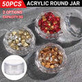 Cosmetic Cream Jar Bottle 50PCS 5g Transparent Round Refillable Sample Container - White Flat Lid Jar V528-BOX-50PCS-936519