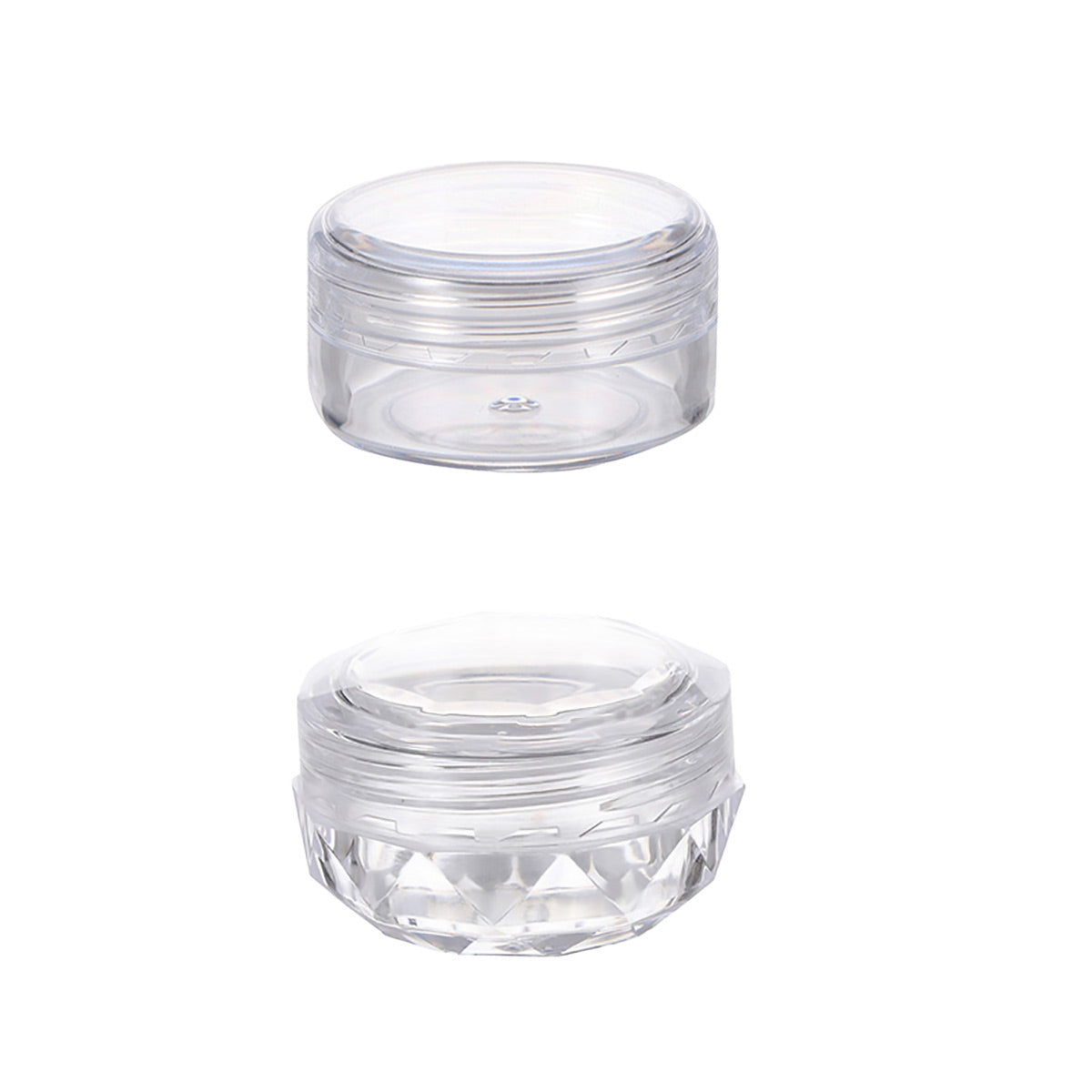 Cosmetic Cream Jar Bottle 50PCS 5g Transparent Round Refillable Sample Container - White Flat Lid Jar V528-BOX-50PCS-936519
