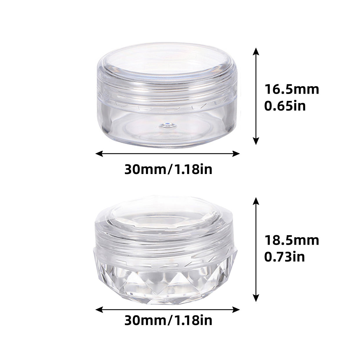 Cosmetic Cream Jar Bottle 50PCS 5g Transparent Round Refillable Sample Container - White Flat Lid Jar V528-BOX-50PCS-936519