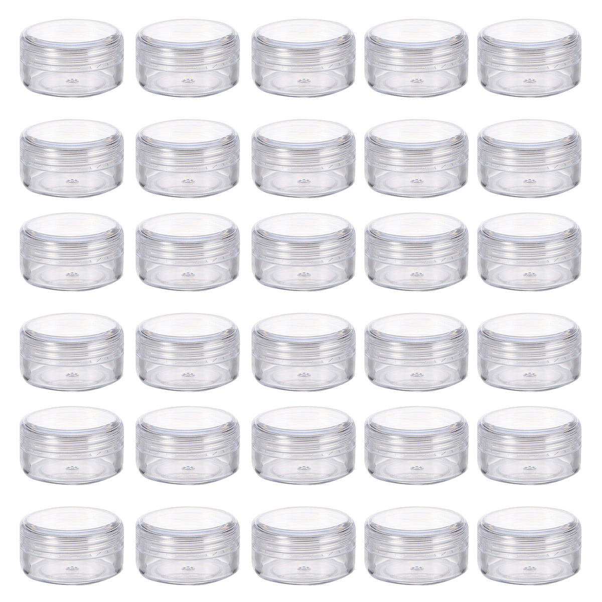 Cosmetic Cream Jar Bottle 50PCS 5g Transparent Round Refillable Sample Container - White Flat Lid Jar V528-BOX-50PCS-936519