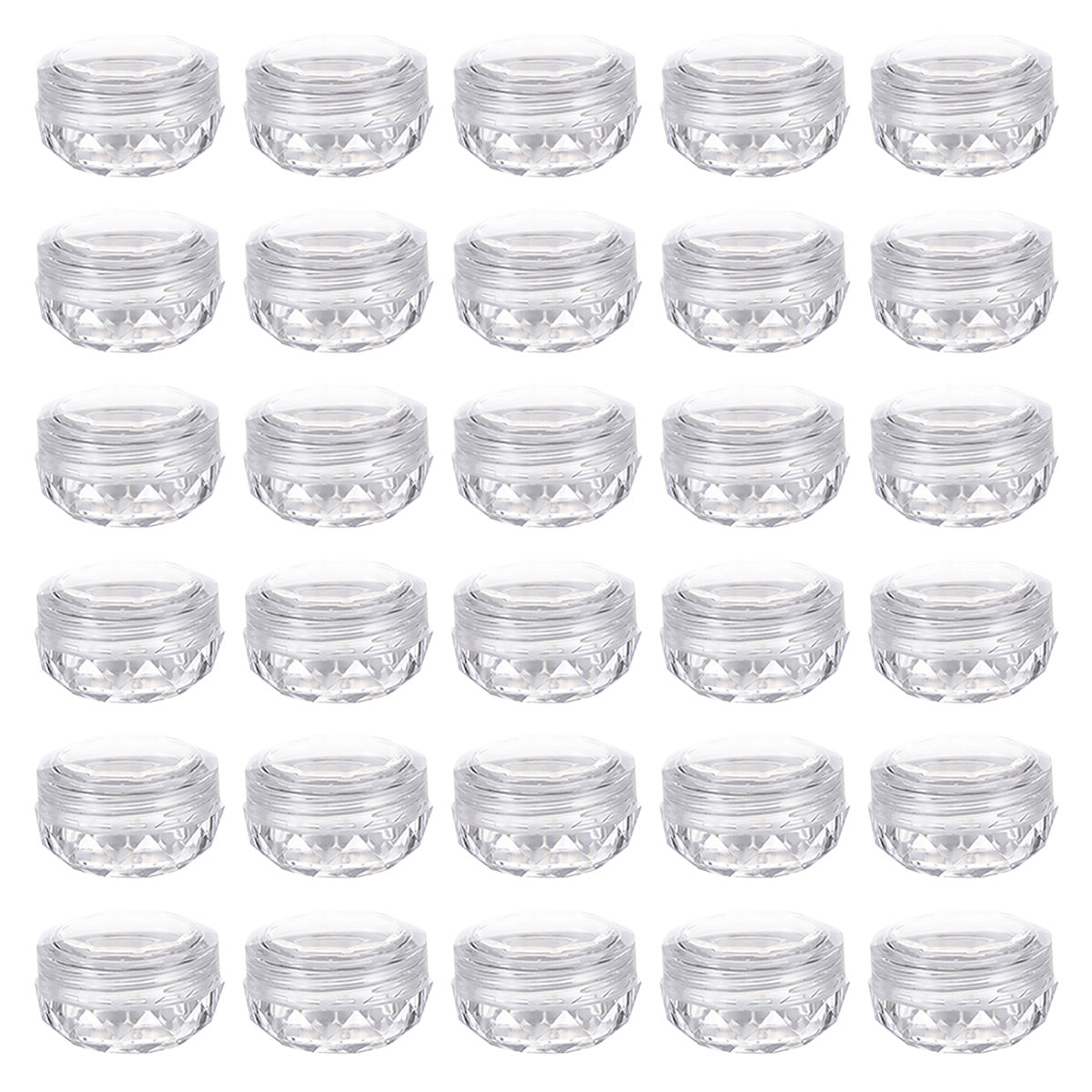 Cosmetic Cream Jar Bottle 50PCS 5g Transparent Round Refillable Sample Container - White Flat Lid Jar V528-BOX-50PCS-936519