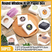 50PCS Handmade Soap Paper Box Round Window Kraft Black White Candy Biscuit Box - Khaki-50pcs 7.5*7.5*3CM V528-BOX-50PCS-KHAKI-75-75-3-821606