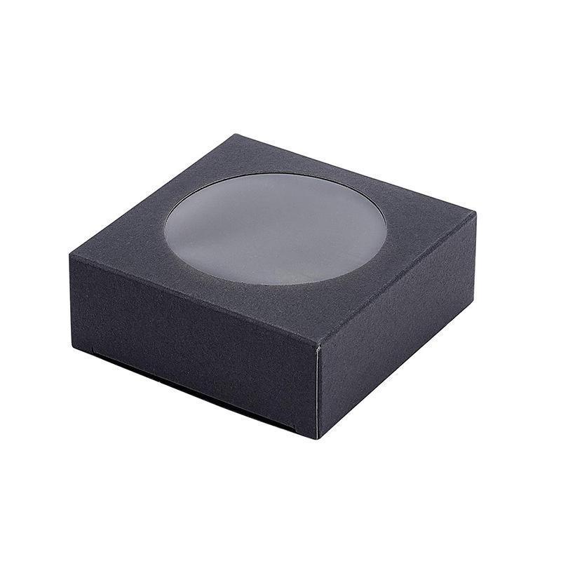 50PCS Handmade Soap Paper Box Round Window Kraft Black White Candy Biscuit Box - Khaki-50pcs 7.5*7.5*3CM V528-BOX-50PCS-KHAKI-75-75-3-821606