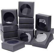 50PCS Handmade Soap Paper Box Round Window Kraft Black White Candy Biscuit Box - Khaki-50pcs 7.5*7.5*3CM V528-BOX-50PCS-KHAKI-75-75-3-821606