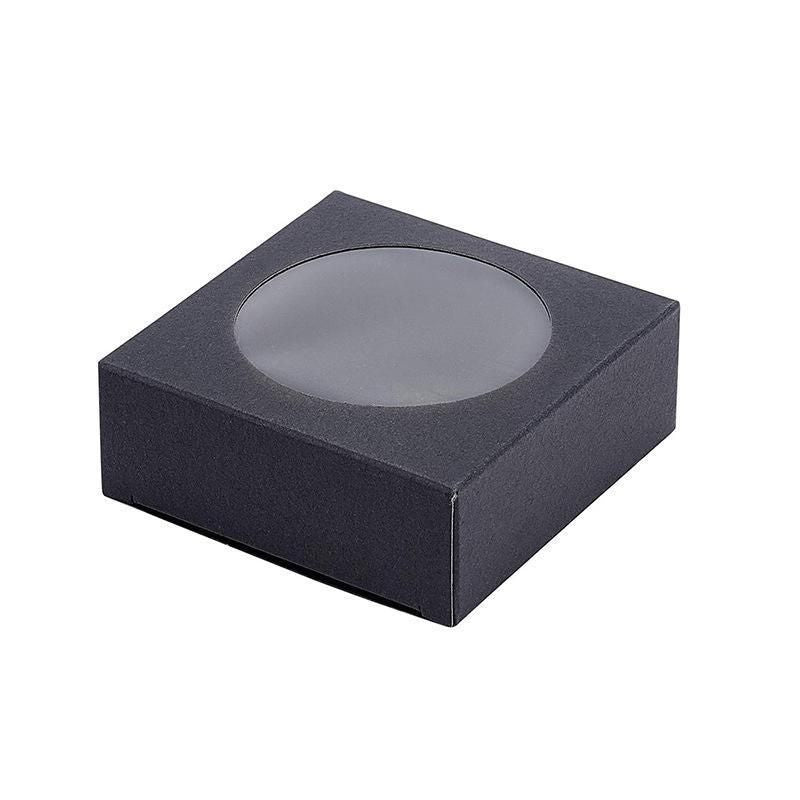 50PCS Handmade Soap Paper Box Round Window Kraft Black White Candy Biscuit Box - Khaki-50pcs 8*8*3CM V528-BOX-50PCS-KHAKI-8-8-3-234561