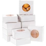 50PCS Handmade Soap Paper Box Round Window Kraft Black White Candy Biscuit Box - Khaki-50pcs 8*8*3CM V528-BOX-50PCS-KHAKI-8-8-3-234561