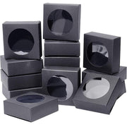 50PCS Handmade Soap Paper Box Round Window Kraft Black White Candy Biscuit Box - Khaki-50pcs 8*8*3CM V528-BOX-50PCS-KHAKI-8-8-3-234561