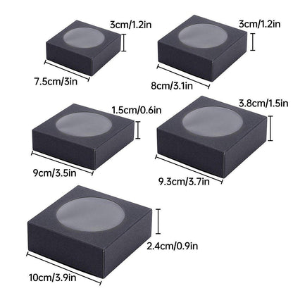 50PCS Handmade Soap Paper Box Round Window Kraft Black White Candy Biscuit Box - White-50pcs 9.3*9.3*3.8CM V528-BOX-50PCS-WHITE-93-93-38-260852