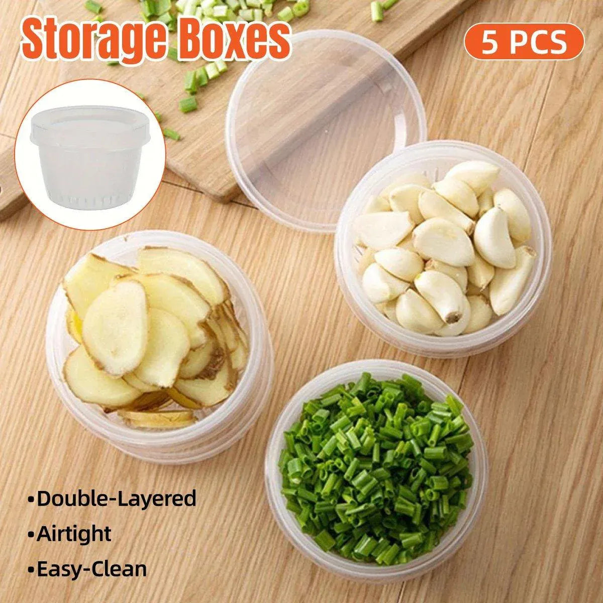 5pcs Plastic Storage Containers with Lids Refrigerator Organizer Box for Kitchen V528-BOX-5PCS-496658
