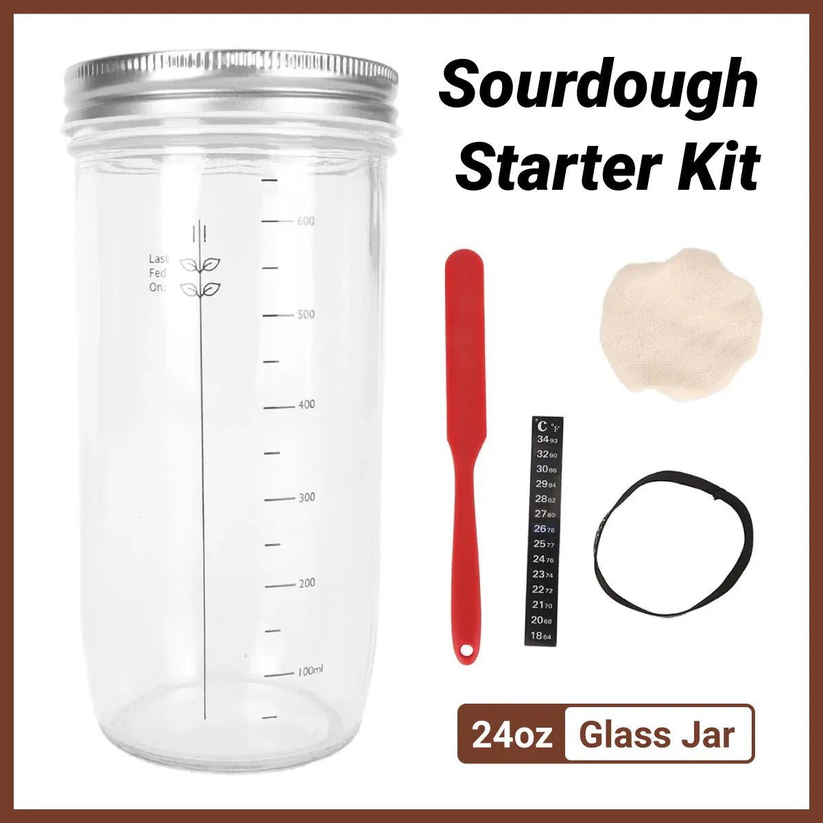 24oz Bread Fermentation Glass Jar Baking Supplies Airtight Container Dough V528-BOX-730ML-B-855075