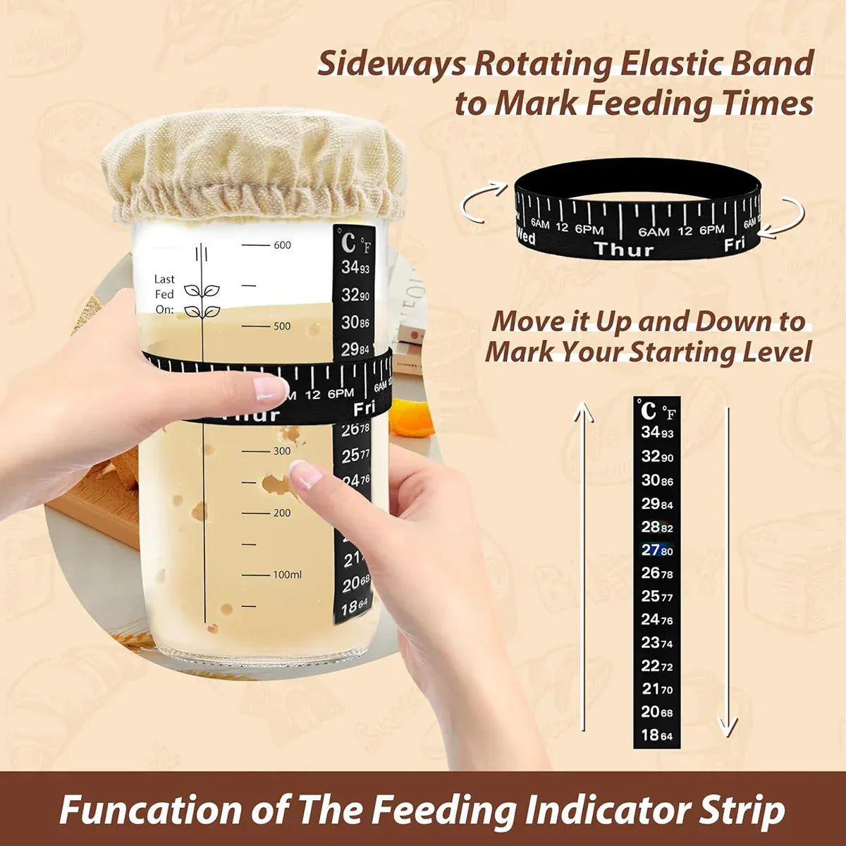 24oz Bread Fermentation Glass Jar Baking Supplies Airtight Container Dough V528-BOX-730ML-B-855075