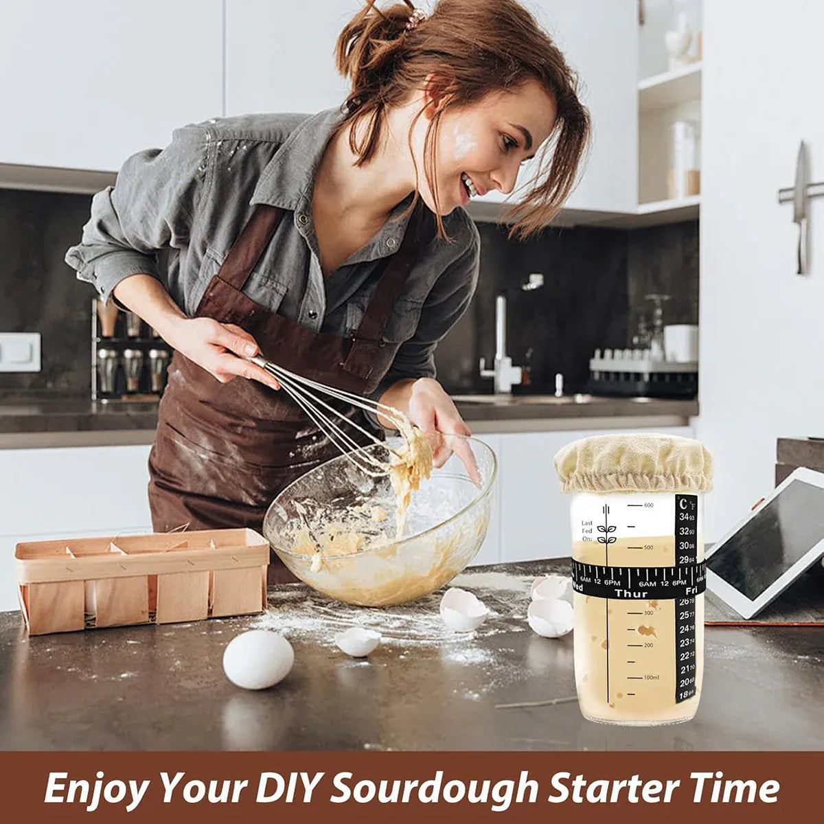 24oz Bread Fermentation Glass Jar Baking Supplies Airtight Container Dough V528-BOX-730ML-B-855075