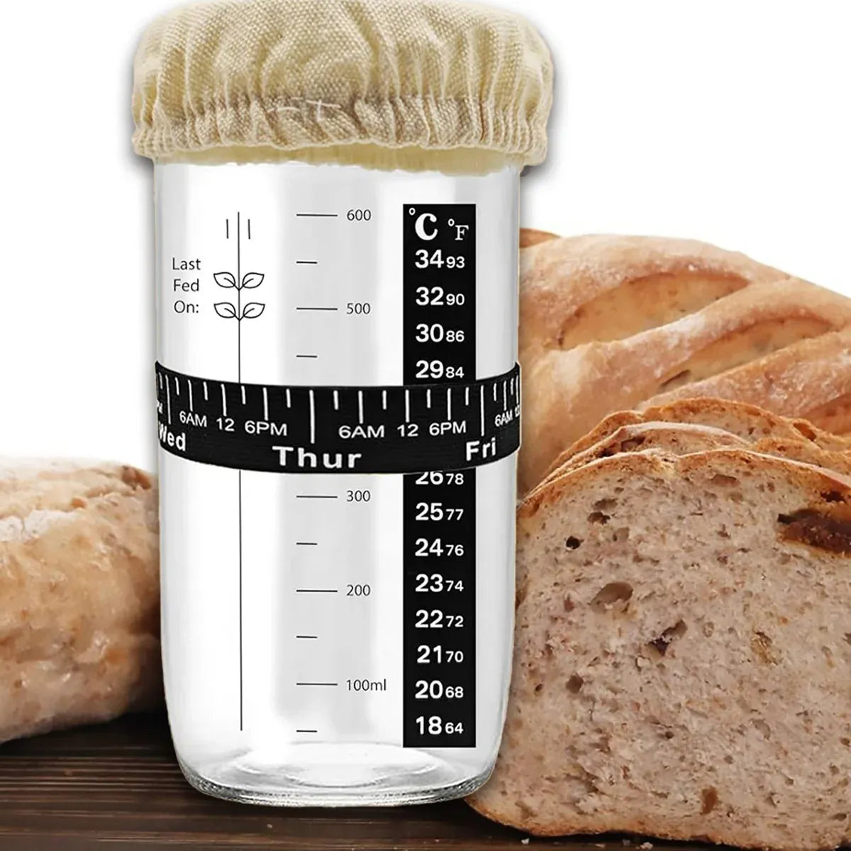 24oz Bread Fermentation Glass Jar Baking Supplies Airtight Container Dough V528-BOX-730ML-B-855075