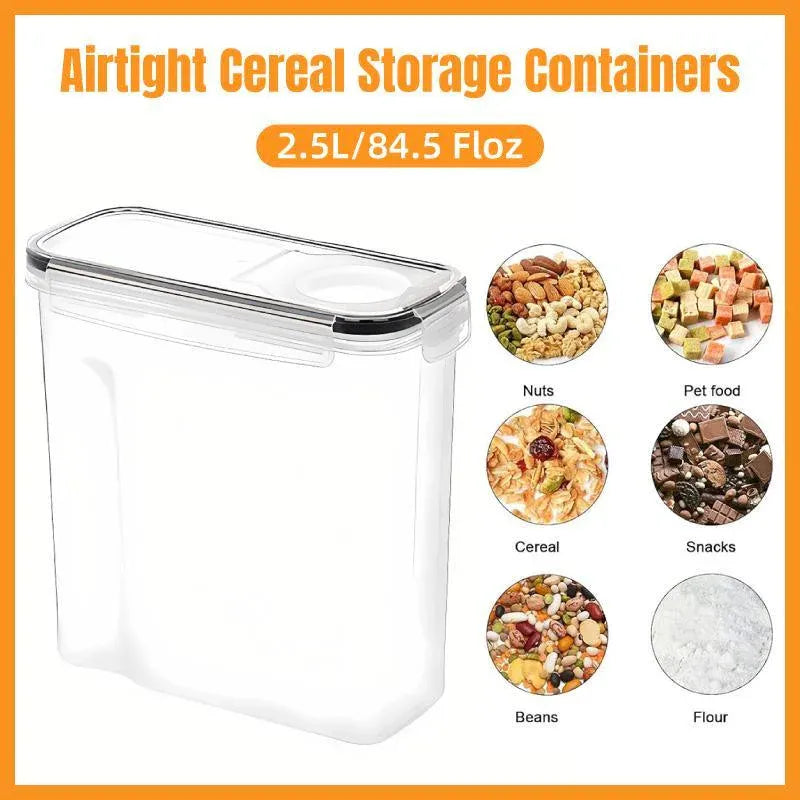 2.5L Kitchen Organizer Transparent Grocery Storage Jar for Food and Pantry Use V528-BOX-BLACK-2500ML-781195