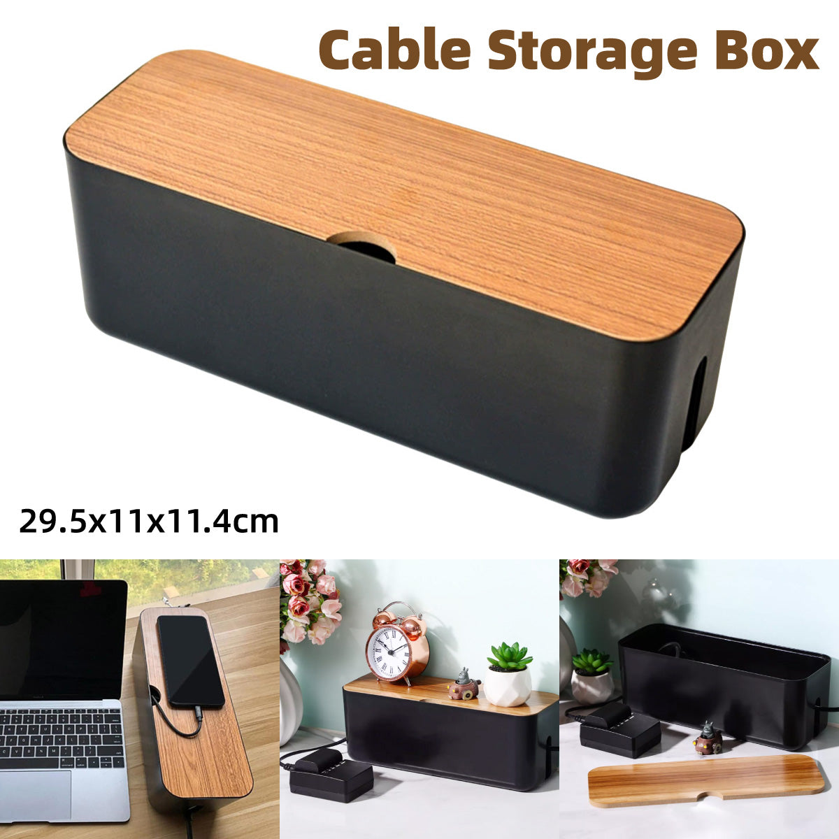 Large Cable Wire Storage Box Case Cord Management Socket Tidy Organizer V528-BOX-BLACK-396241