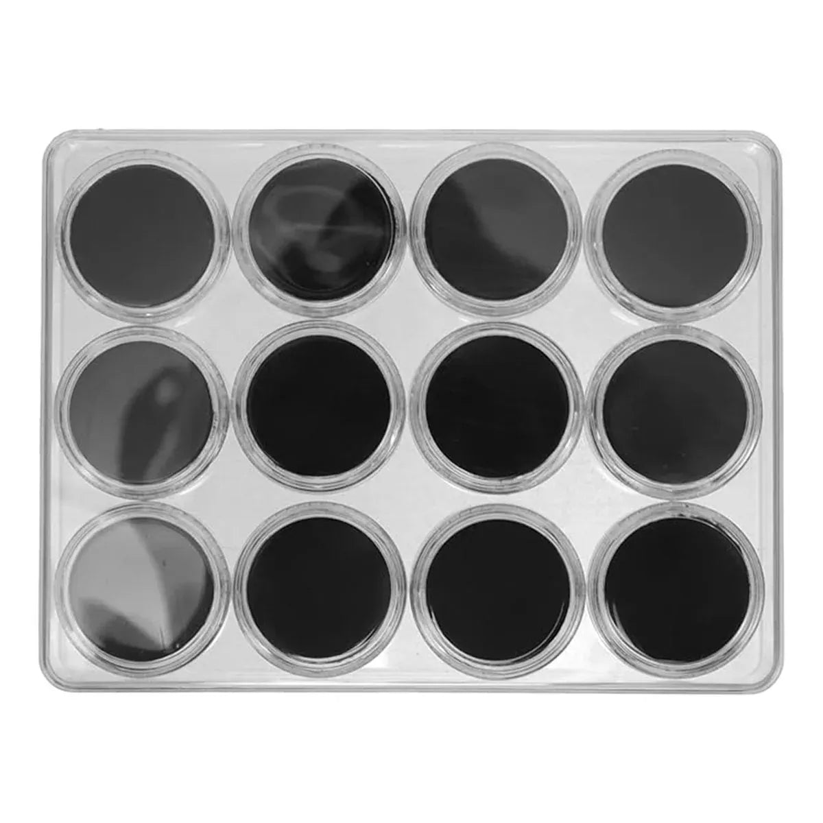 Transparent Round Gemstone Display Box Organizer Case with Lid Storage Packaging - Black V528-BOX-BLACK-834234