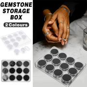 Transparent Round Gemstone Display Box Organizer Case with Lid Storage Packaging - Black V528-BOX-BLACK-834234