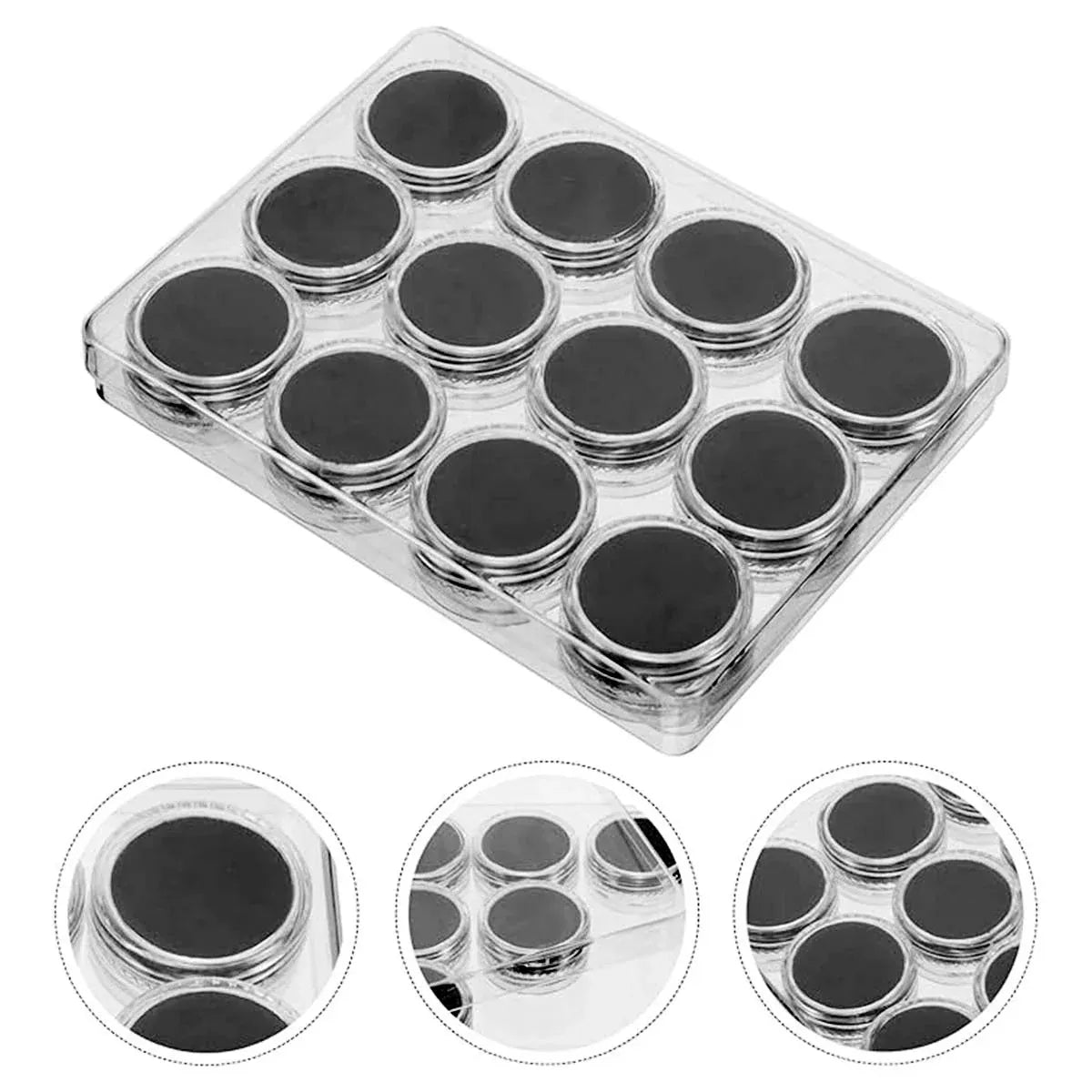 Transparent Round Gemstone Display Box Organizer Case with Lid Storage Packaging - Black V528-BOX-BLACK-834234