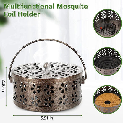 Iron Mosquito Incense Box Fireproof Tray Stand Indoor Household Incense Holder - Black V528-BOX-BLACK-856342