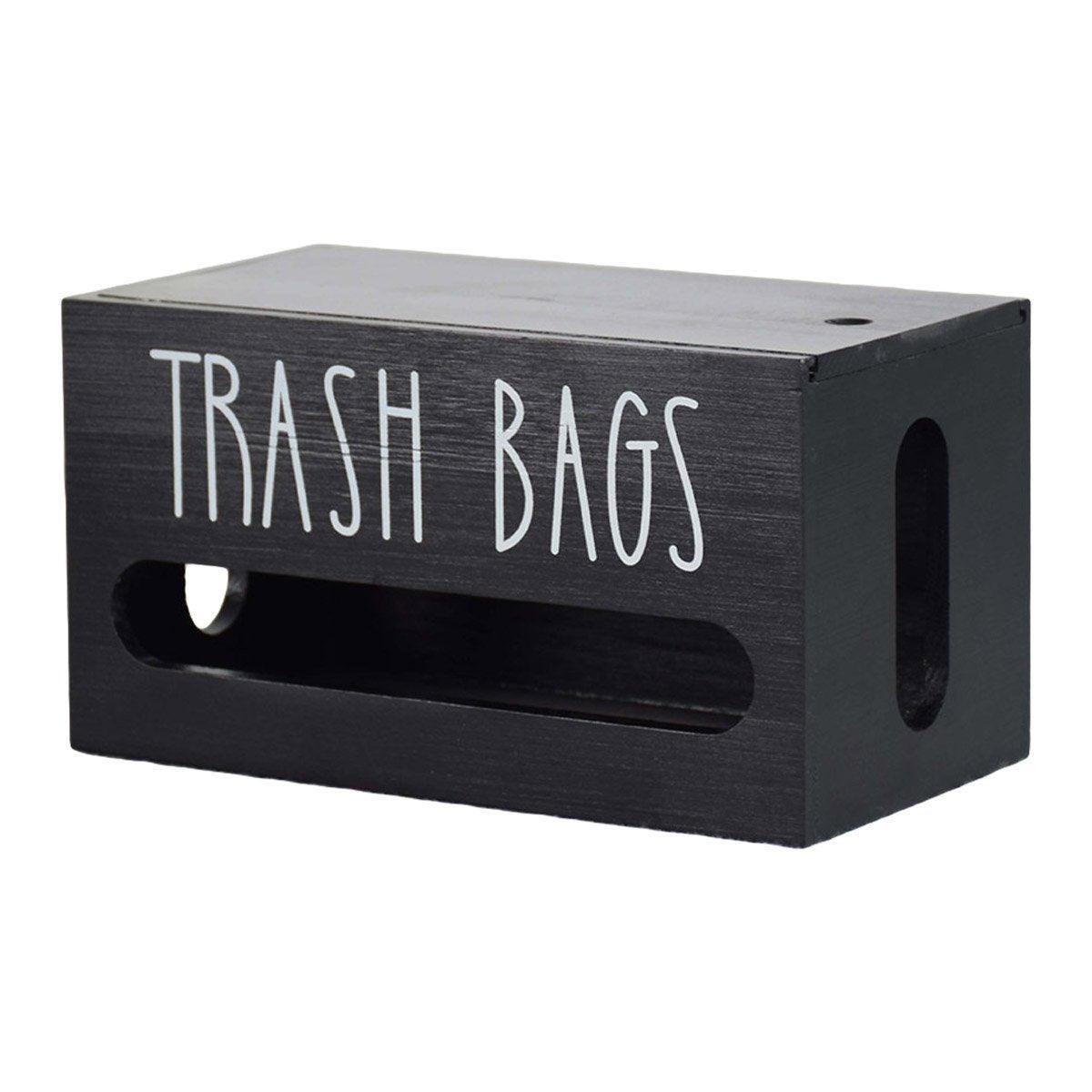 Wooden Plastic Bag Storage Box Hanging Rubbish Bag Organizer Extractable Tissue V528-BOX-BLACK-971751