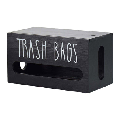 Wooden Plastic Bag Storage Box Hanging Rubbish Bag Organizer Extractable Tissue V528-BOX-BLACK-971751