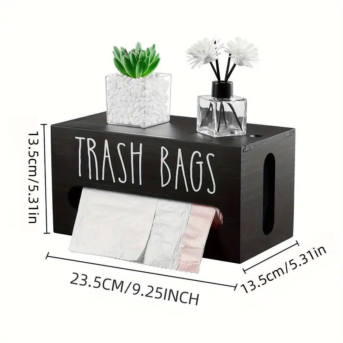 Wooden Plastic Bag Storage Box Hanging Rubbish Bag Organizer Extractable Tissue V528-BOX-BLACK-971751