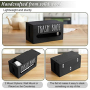 Wooden Plastic Bag Storage Box Hanging Rubbish Bag Organizer Extractable Tissue V528-BOX-BLACK-971751