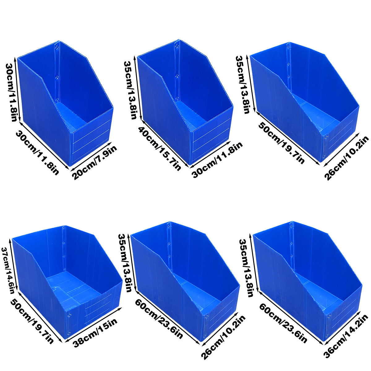 Plastic Storage Box Set 6Size Clear Hard Case Miter Tool Parts Display Organiser - 30x20x30cm