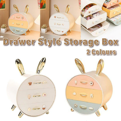 Large Multi-functional Makeup Storage Organizer Rabbit Decor Drawer Cosmetic Box - Colour V528-BOX-COLOUR-543034