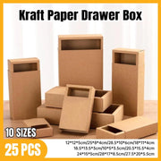 Kraft Paper Drawer Box Packaging Gift Storage Organiser Small Kraft Boxes - 25x8x4cm V528-BOX-KHAKI-25-8-4-25PCS-446558
