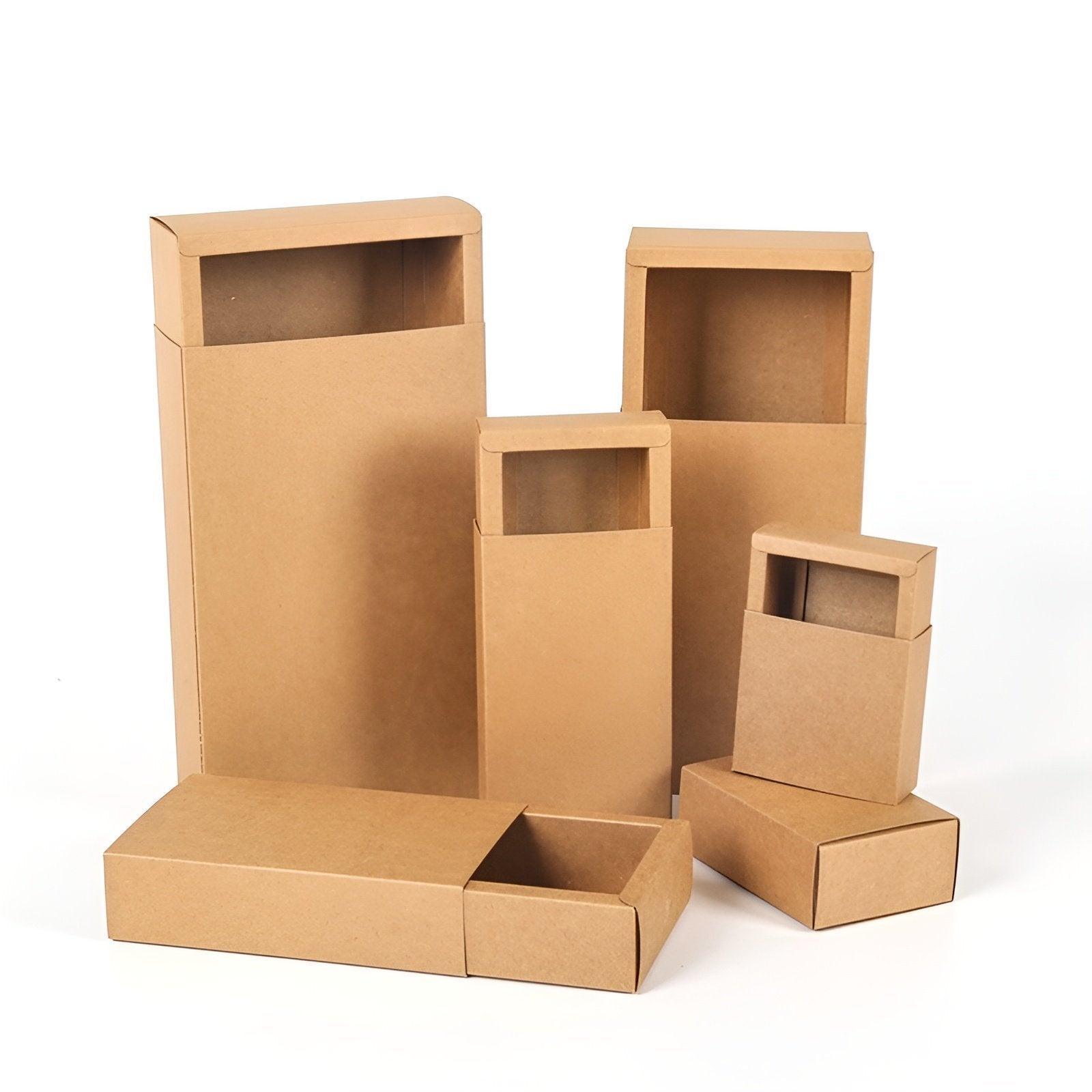 Kraft Paper Drawer Box Packaging Gift Storage Organiser Small Kraft Boxes - 25x8x4cm V528-BOX-KHAKI-25-8-4-25PCS-446558