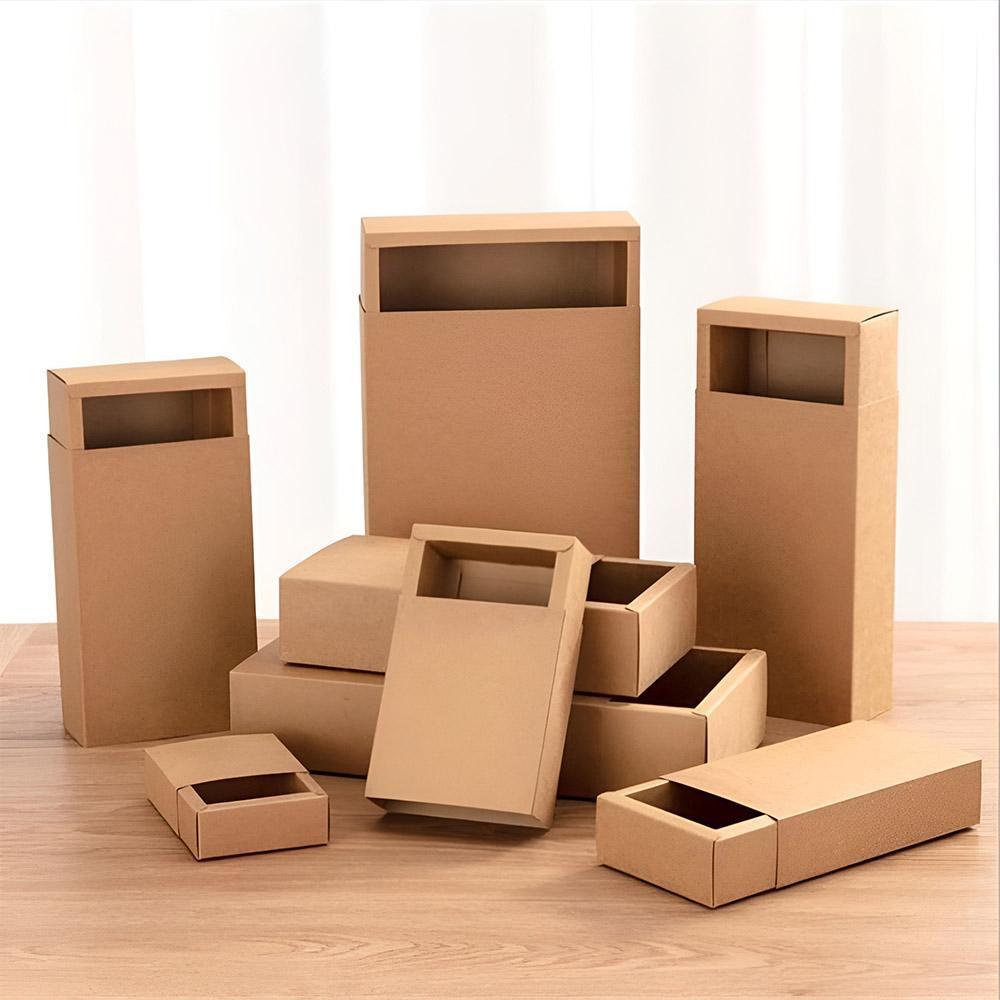 Kraft Paper Drawer Box Packaging Gift Storage Organiser Small Kraft Boxes - 25x8x4cm V528-BOX-KHAKI-25-8-4-25PCS-446558