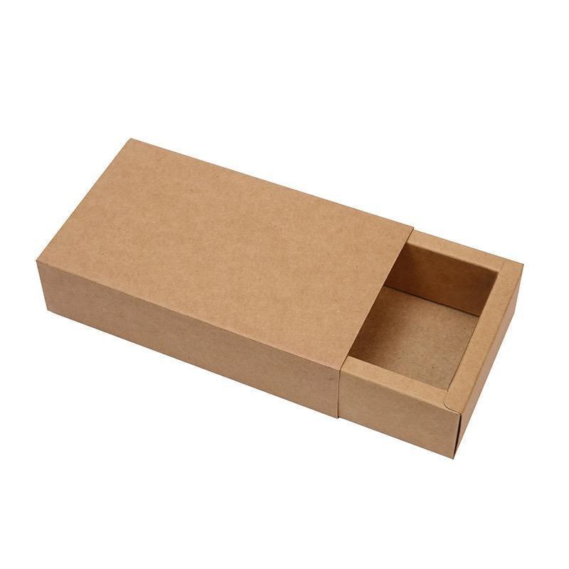 Kraft Paper Drawer Box Packaging Gift Storage Organiser Small Kraft Boxes - 25x8x4cm V528-BOX-KHAKI-25-8-4-25PCS-446558