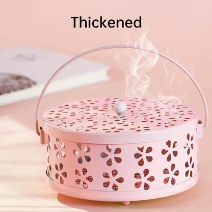 Iron Mosquito Incense Box Fireproof Tray Stand Indoor Household Incense Holder - Pink V528-BOX-PINK-401760