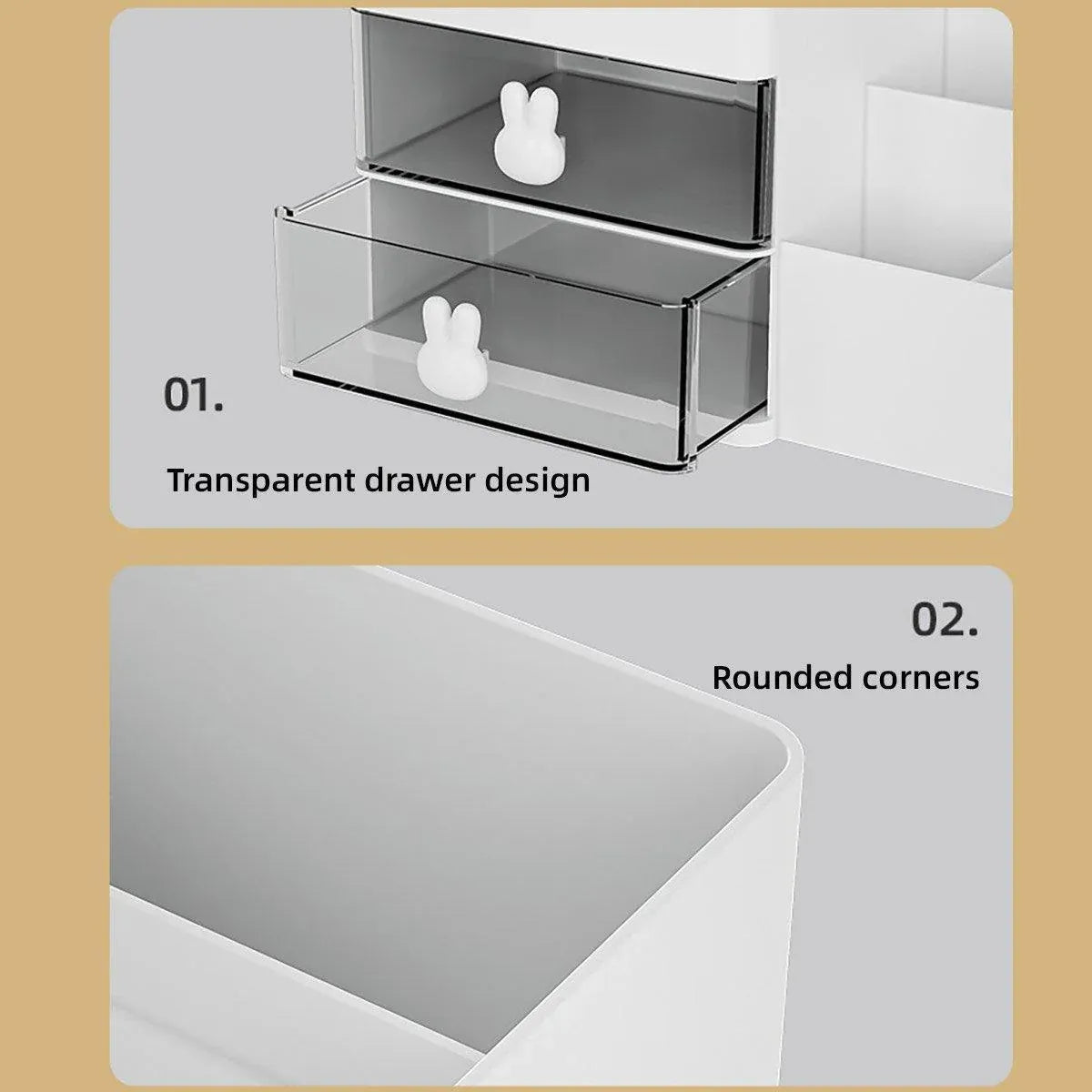 Cartoon Drawer Type Cosmetic Jewelry Storage Box Desktop Student Stationery Box - Pink V528-BOX-PINK-786603