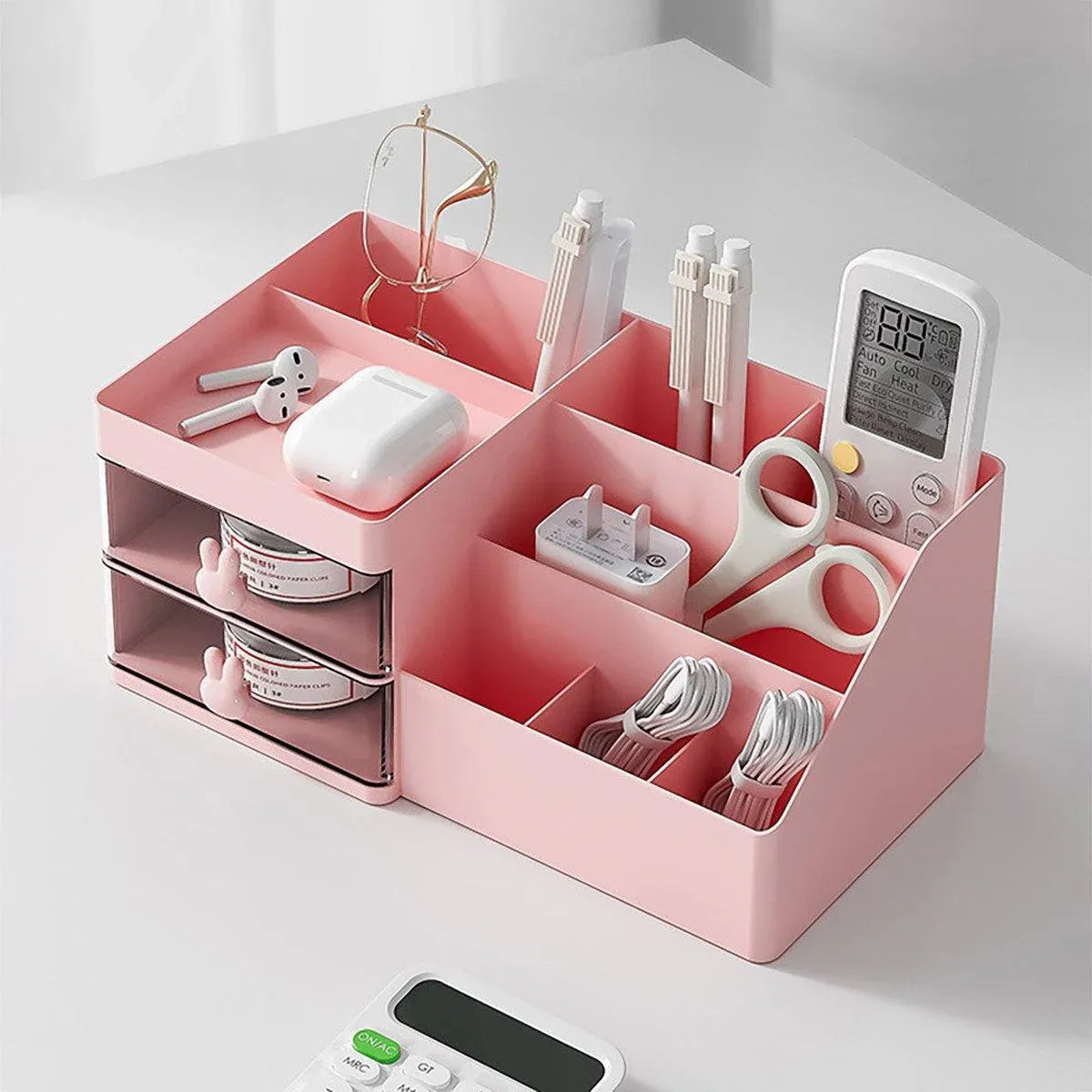 Cartoon Drawer Type Cosmetic Jewelry Storage Box Desktop Student Stationery Box - Pink V528-BOX-PINK-786603