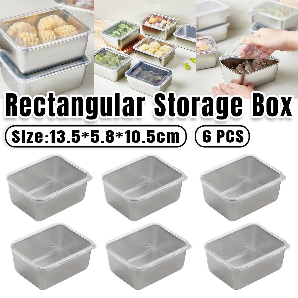 6pcs Stainless Steel Food Storage Box Refrigerator Crisper Rectangle Container V528-BOX-RECTANGLE-6PCS-531841