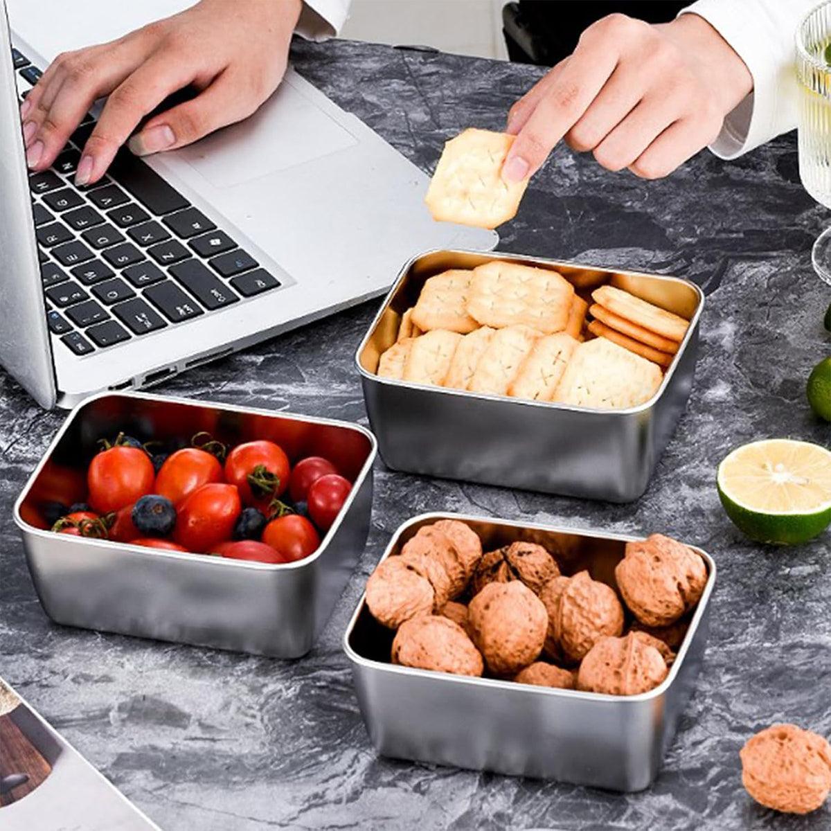 6pcs Stainless Steel Food Storage Box Refrigerator Crisper Rectangle Container V528-BOX-RECTANGLE-6PCS-531841