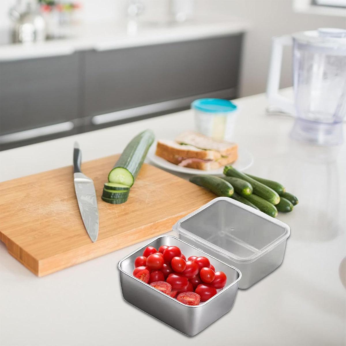 6pcs Stainless Steel Food Storage Box Refrigerator Crisper Rectangle Container V528-BOX-RECTANGLE-6PCS-531841