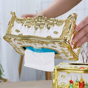 Small Napkin Tissue Box Creative Plastic Desktop Paper Holder Compact Design - Silver V528-BOX-SILVER-600973